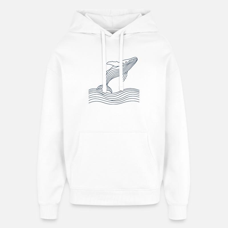 Vagues de baleines - Sweat à capuche unisexe Stanley/Stella Oversized - blanc