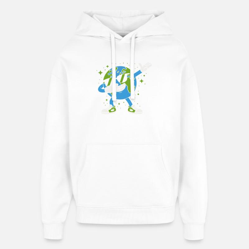 Mascotte terrestre Globe Groove - Sweat à capuche unisexe Stanley/Stella Oversized - blanc