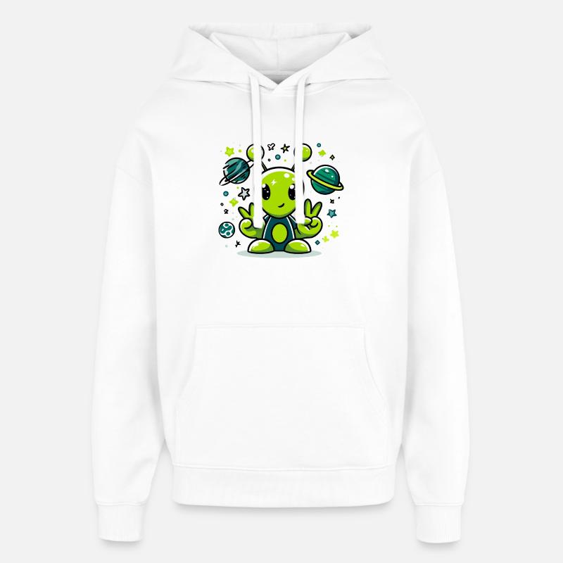 Extraterrestre vert dans l’espace - Sweat à capuche unisexe Stanley/Stella Oversized - blanc