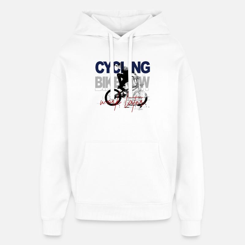 Cyclisme maintenant – Travailler plus tard - Sweat à capuche unisexe Stanley/Stella Oversized - blanc
