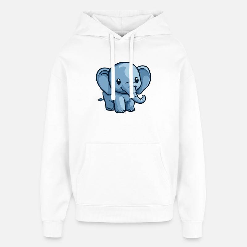 Motif d’éléphant de dessin animé bleu - Sweat à capuche unisexe Stanley/Stella Oversized - blanc