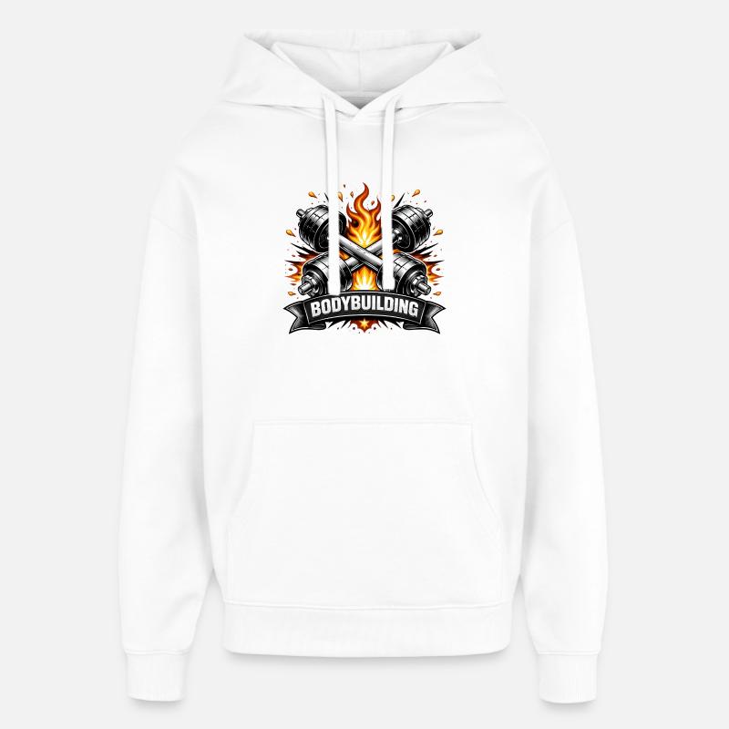 Haltères lourds croisés avec des lettres - Sweat à capuche unisexe Stanley/Stella Oversized - blanc