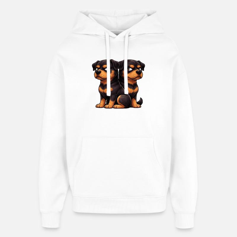 Amies de dessins animés Rottweiler mignons - Sweat à capuche unisexe Stanley/Stella Oversized - blanc