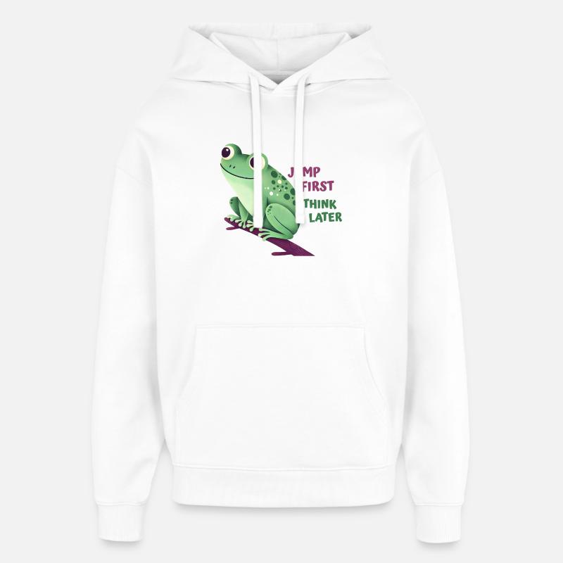 Grenouille avec citation - Sweat à capuche unisexe Stanley/Stella Oversized - blanc