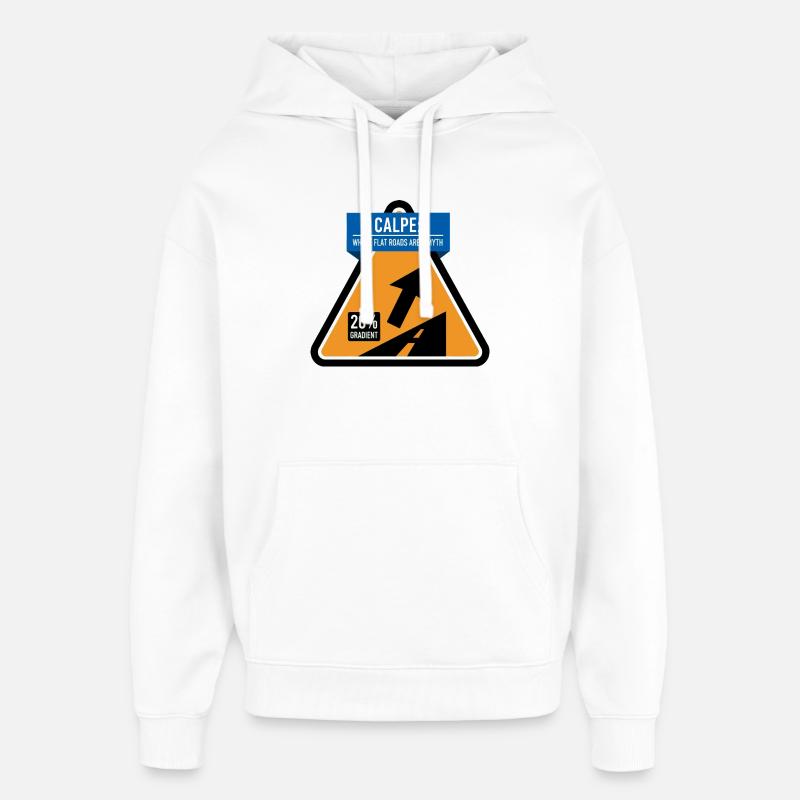 Panneau routier raide de Calpe Cycling - Sweat à capuche unisexe Stanley/Stella Oversized - blanc