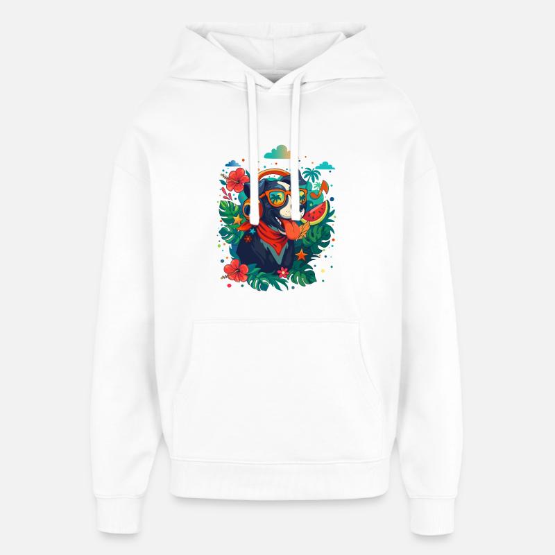 Chien de fête dans un casque - Sweat à capuche unisexe Stanley/Stella Oversized - blanc