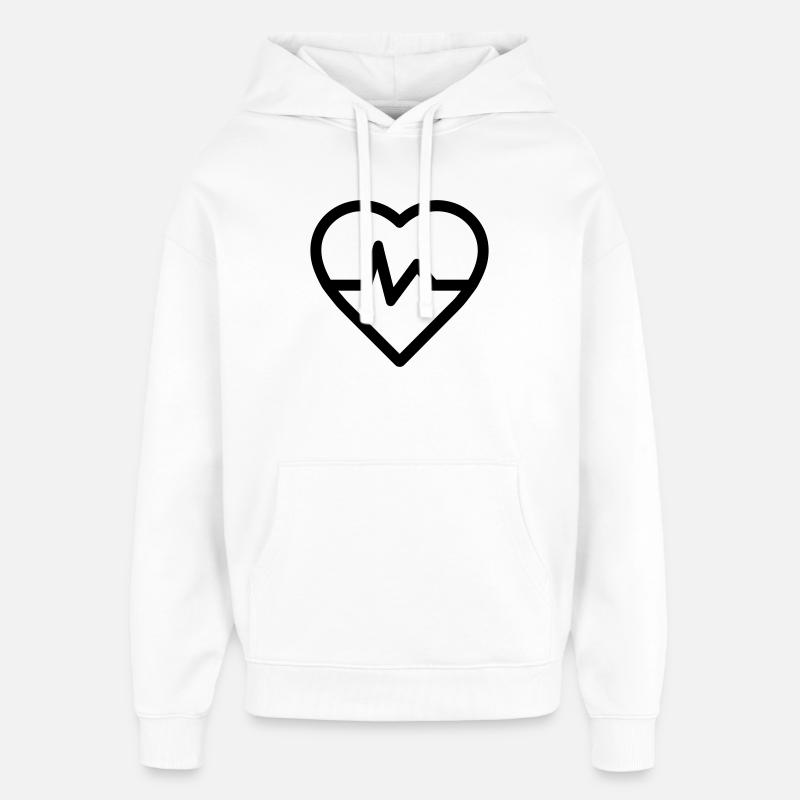 rythme cardiaque - Sweat à capuche unisexe Stanley/Stella Oversized - blanc