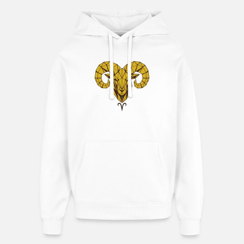 Bélier en or géométrique - Sweat à capuche unisexe Stanley/Stella Oversized - blanc