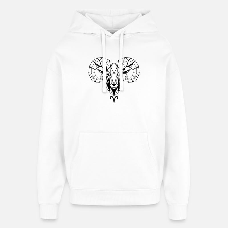 Geometric Ram – Strength & Courage - Oversized Unisex Hoodie by Stanley/Stella - white