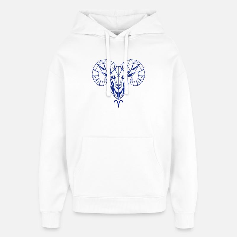 Geometrischer Widderkopf Polygon - Oversized Unisex Hoodie von Stanley/Stella - Weiß