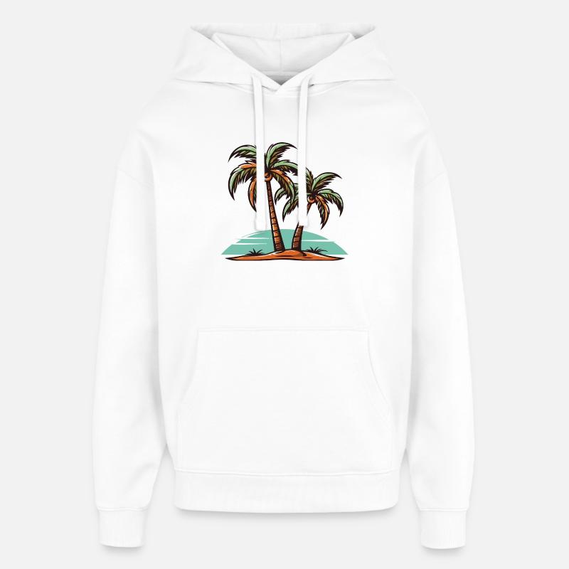 Vacances Palm Island - Sweat à capuche unisexe Stanley/Stella Oversized - blanc