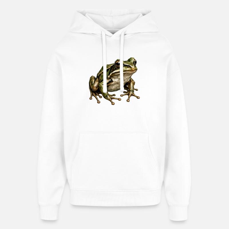 Geometric Frog Polygon Art - Oversized Unisex Hoodie by Stanley/Stella - white
