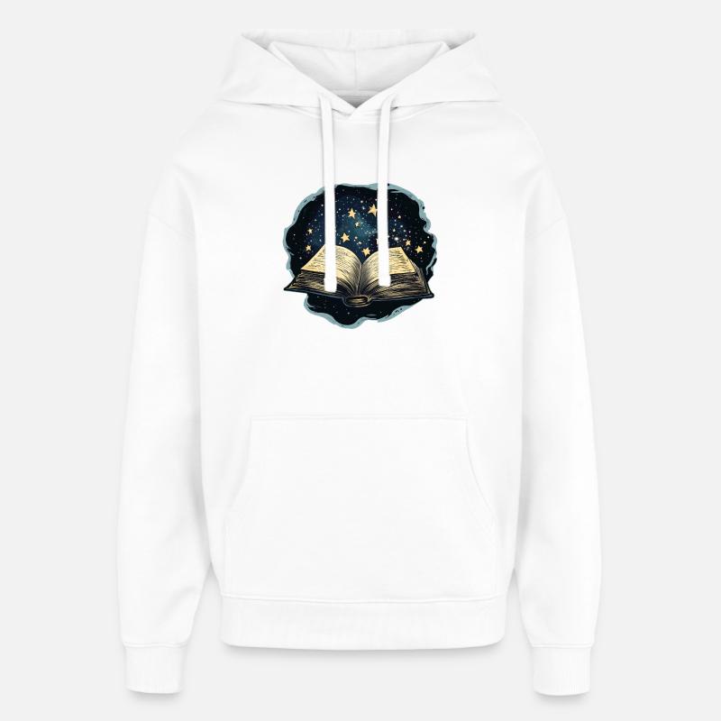 Livre avec des étoiles - Sweat à capuche unisexe Stanley/Stella Oversized - blanc