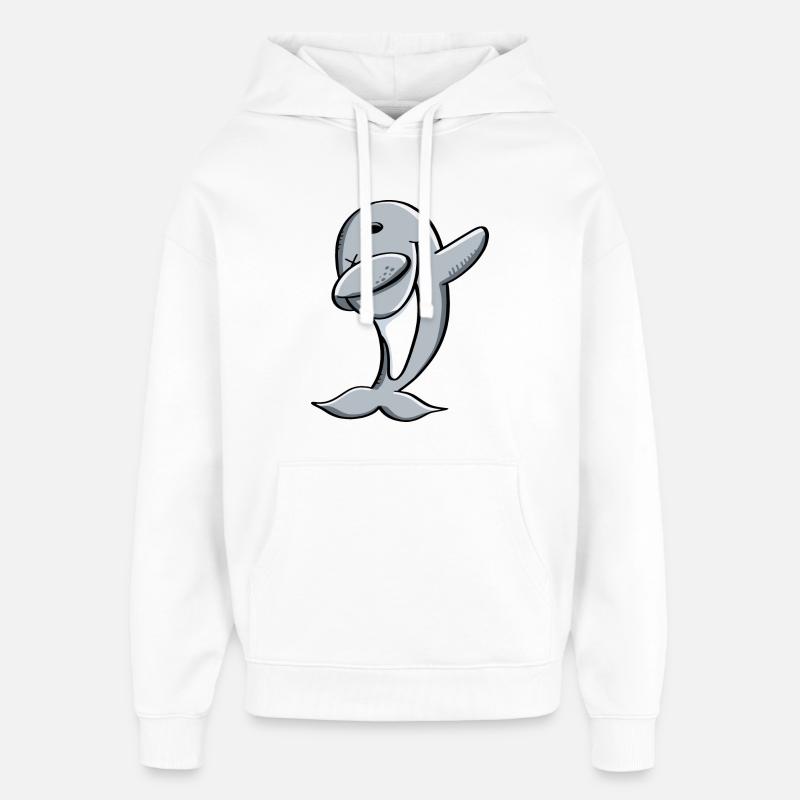 Delfin macht Dab Dance - Dabbing - Delphin - Comic - Oversized Unisex Hoodie von Stanley/Stella - Weiß