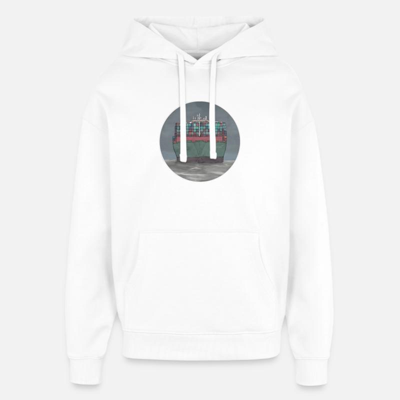 container ship - Oversized Unisex Hoodie by Stanley/Stella - white
