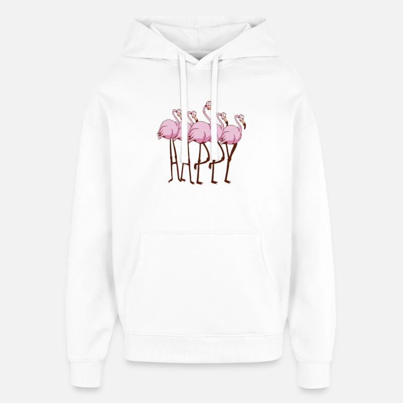 Flamants roses - Sweat à capuche unisexe Stanley/Stella Oversized - blanc