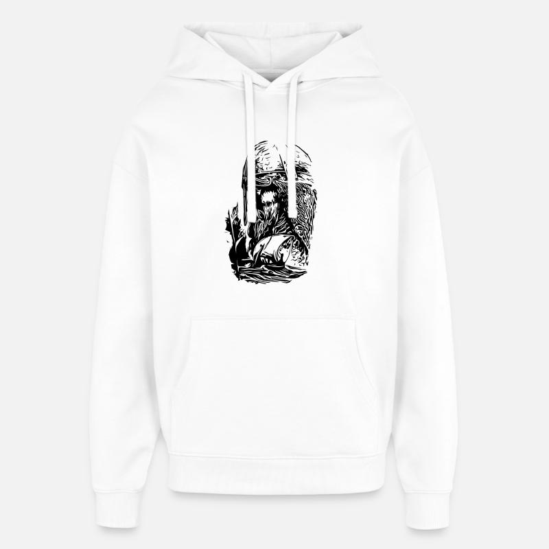 Vikings avec navire - Sweat à capuche unisexe Stanley/Stella Oversized - blanc