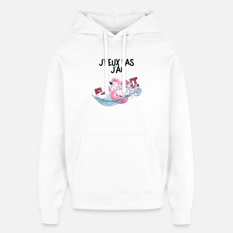 Flamant rose - Sweat à capuche unisexe Stanley/Stella Oversized - blanc