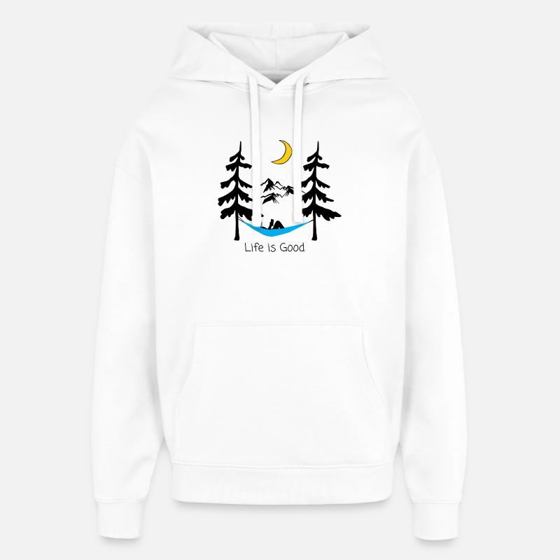Conception ludique de lune souriante nocturne - Sweat à capuche unisexe Stanley/Stella Oversized - blanc