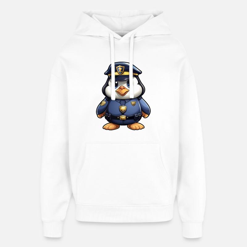 Pingouin policier - Sweat à capuche unisexe Stanley/Stella Oversized - blanc