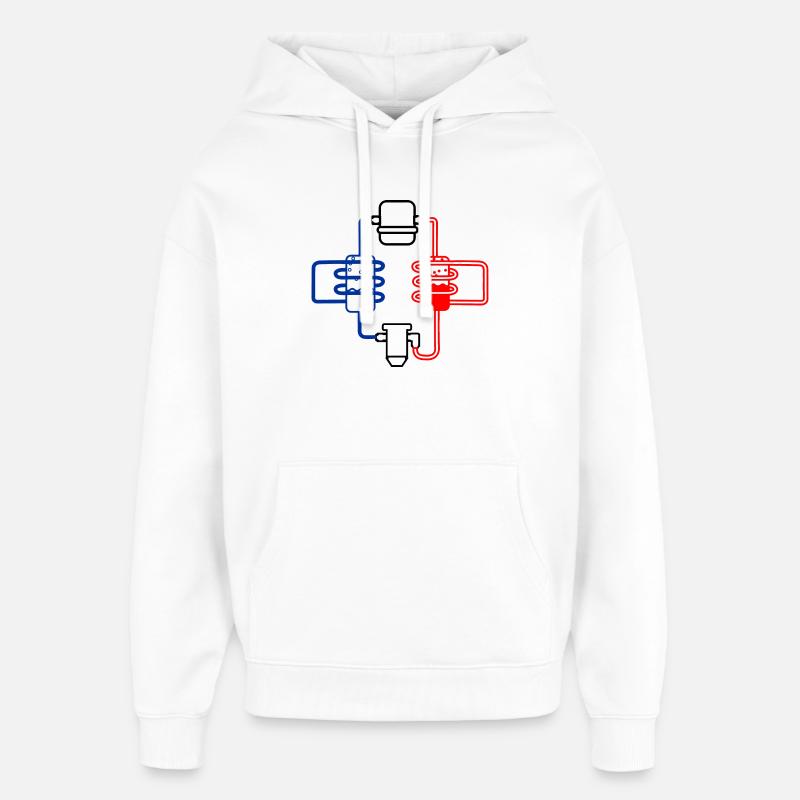 Pompe à chaleur rouge bleu - Sweat à capuche unisexe Stanley/Stella Oversized - blanc