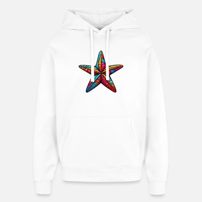 Étoile de mer - Sweat à capuche unisexe Stanley/Stella Oversized - blanc