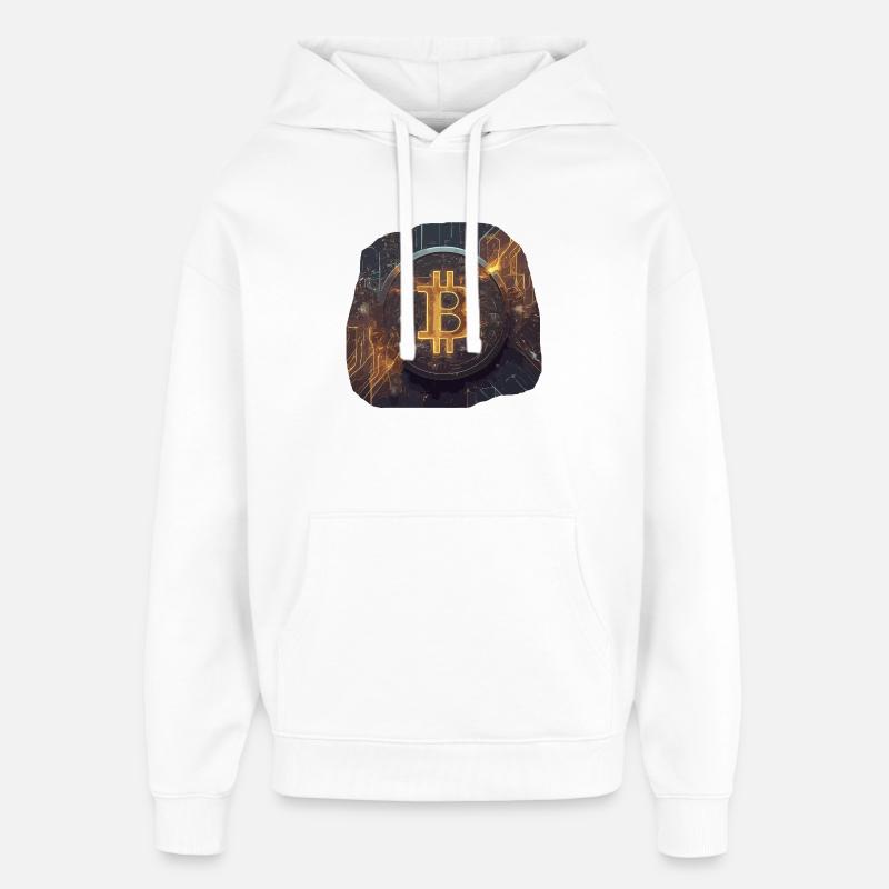 Futuristic Bitcoin aesthetics with neon effects - Oversized Unisex Hoodie by Stanley/Stella - white