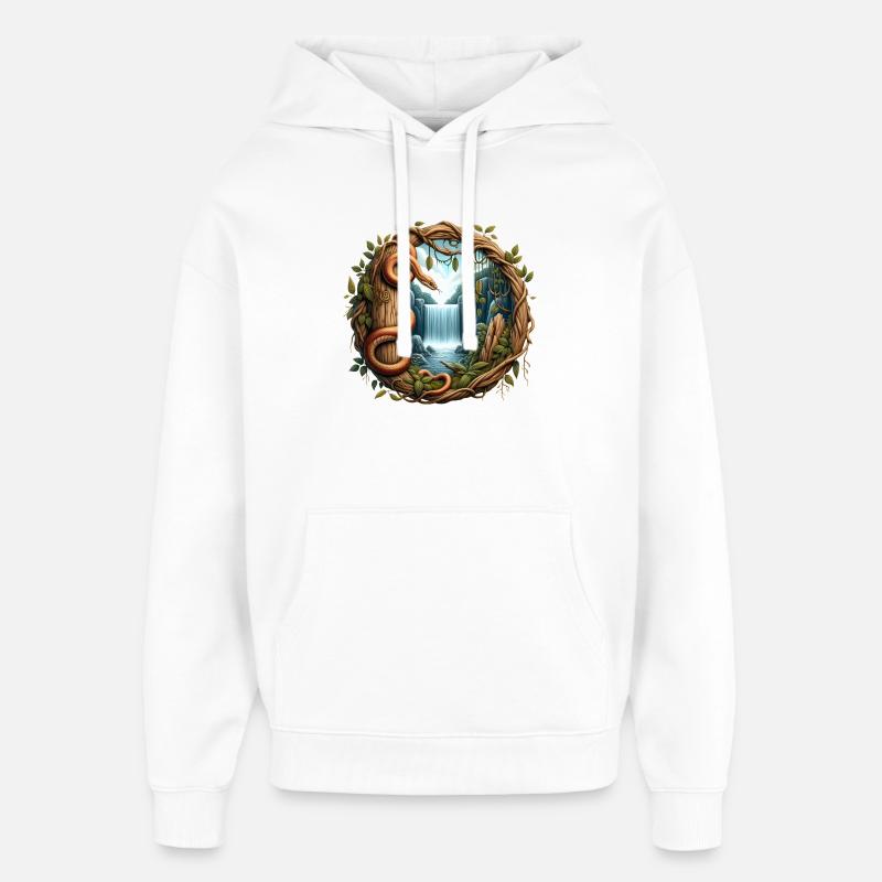 File d’attente devant la cascade - Sweat à capuche unisexe Stanley/Stella Oversized - blanc