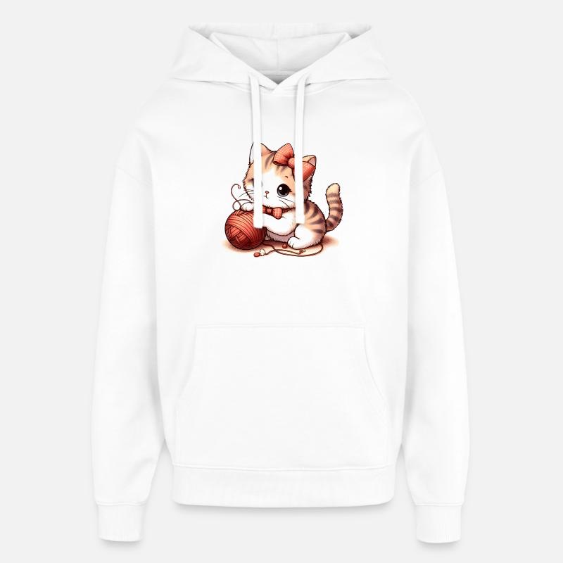 Jeu de chat - Sweat à capuche unisexe Stanley/Stella Oversized - blanc