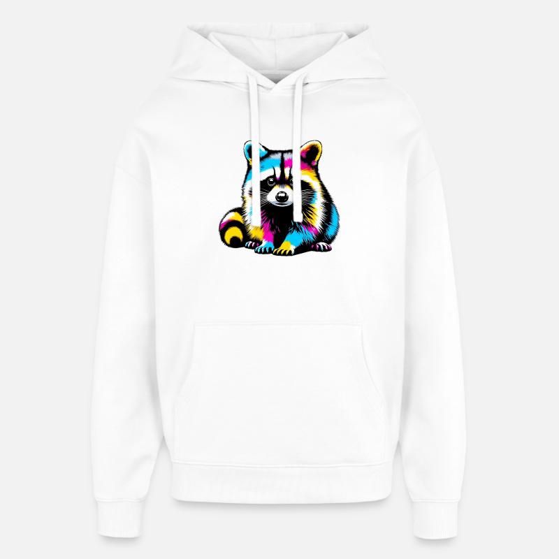Raton laveur - Sweat à capuche unisexe Stanley/Stella Oversized - blanc