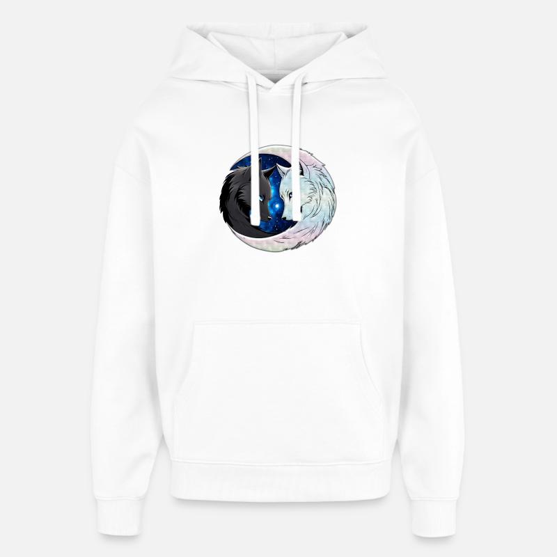 Deux têtes de loup majestueuses - Sweat à capuche unisexe Stanley/Stella Oversized - blanc