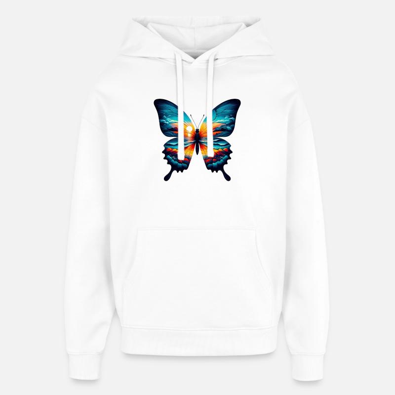 Papillon - Sweat à capuche unisexe Stanley/Stella Oversized - blanc