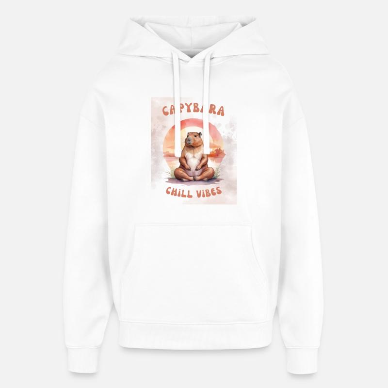 Chill, Relax & Capybara - Sweat à capuche unisexe Stanley/Stella Oversized - blanc