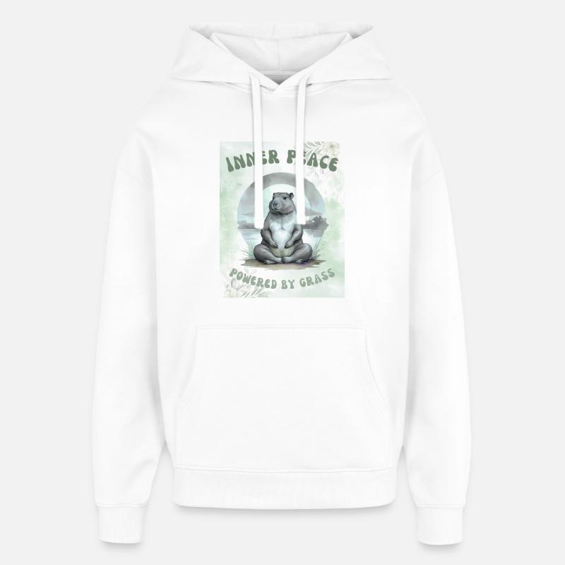 Paix intérieure – Alimenté par l’herbe - Sweat à capuche unisexe Stanley/Stella Oversized - blanc