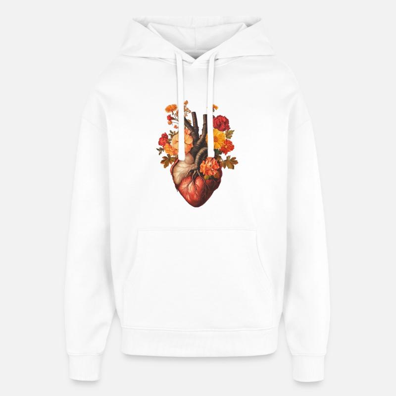 Coeur de fleur - Sweat à capuche unisexe Stanley/Stella Oversized - blanc
