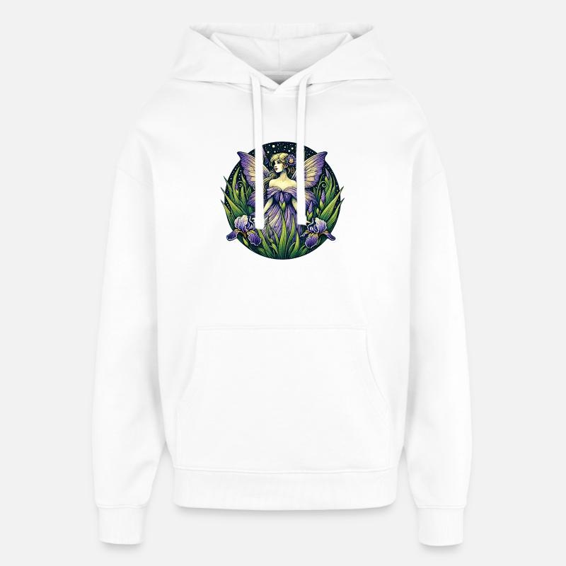 Fée enchantée dans le jardin d'iris - Sweat à capuche unisexe Stanley/Stella Oversized - blanc