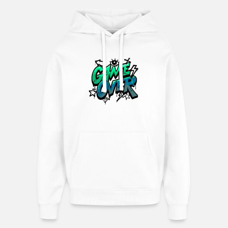 Game Over Neon Graffiti Design - Sweat à capuche unisexe Stanley/Stella Oversized - blanc