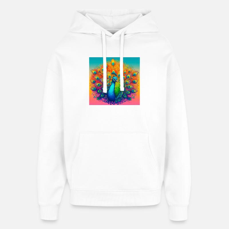 paon - Sweat à capuche unisexe Stanley/Stella Oversized - blanc