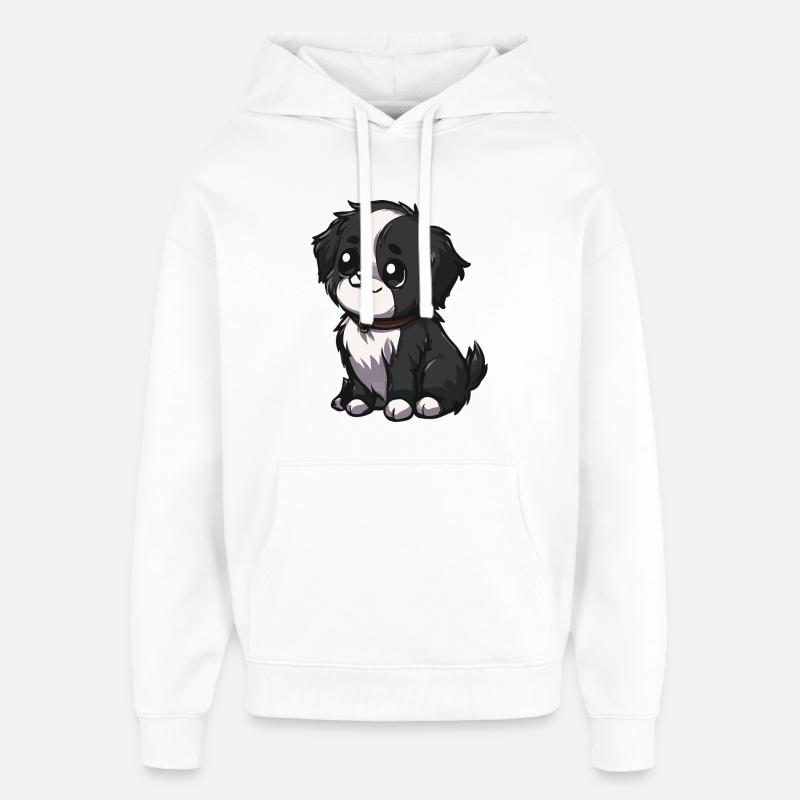 Chiot Kawaii Noir Blanc - Sweat à capuche unisexe Stanley/Stella Oversized - blanc