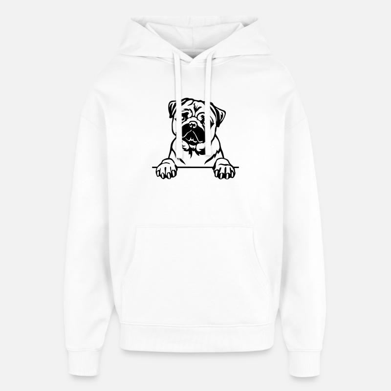 Tête de carlin - Sweat à capuche unisexe Stanley/Stella Oversized - blanc