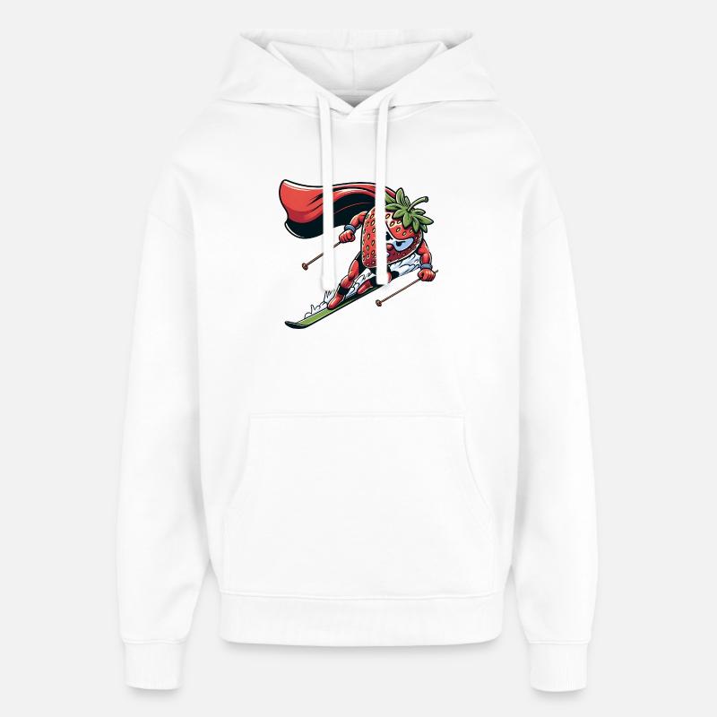 Fraise Super-héros Ski Plaisir d’hiver - Sweat à capuche unisexe Stanley/Stella Oversized - blanc