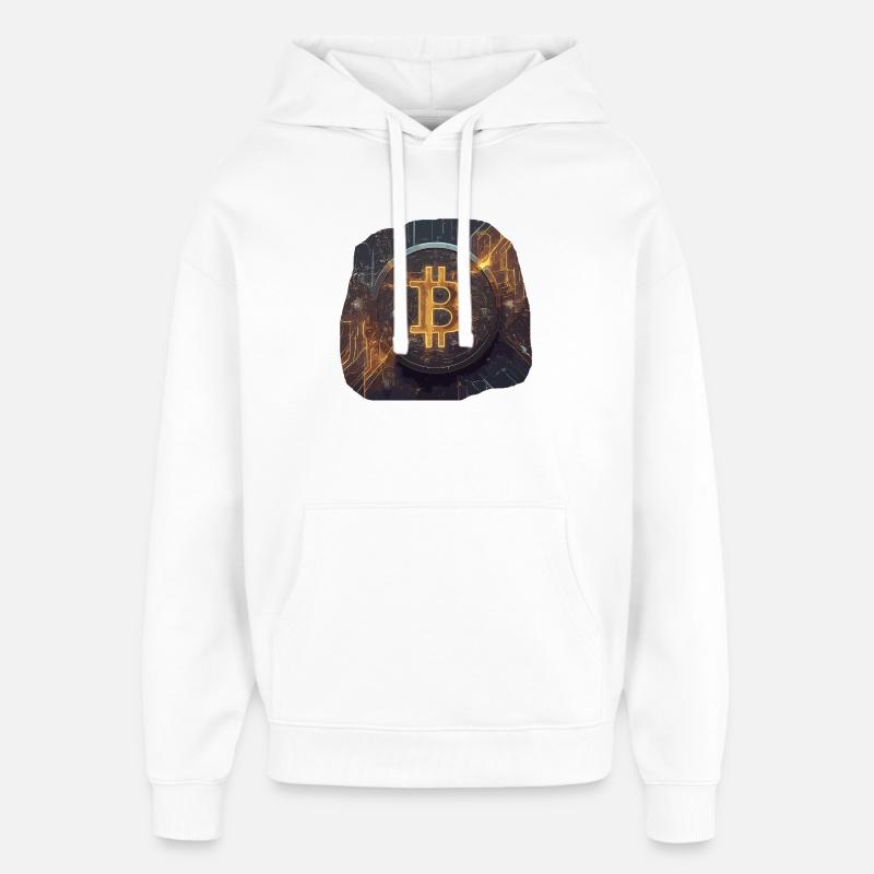 Œuvre d’art Bitcoin lumineuse Crypto - Sweat à capuche unisexe Stanley/Stella Oversized - blanc