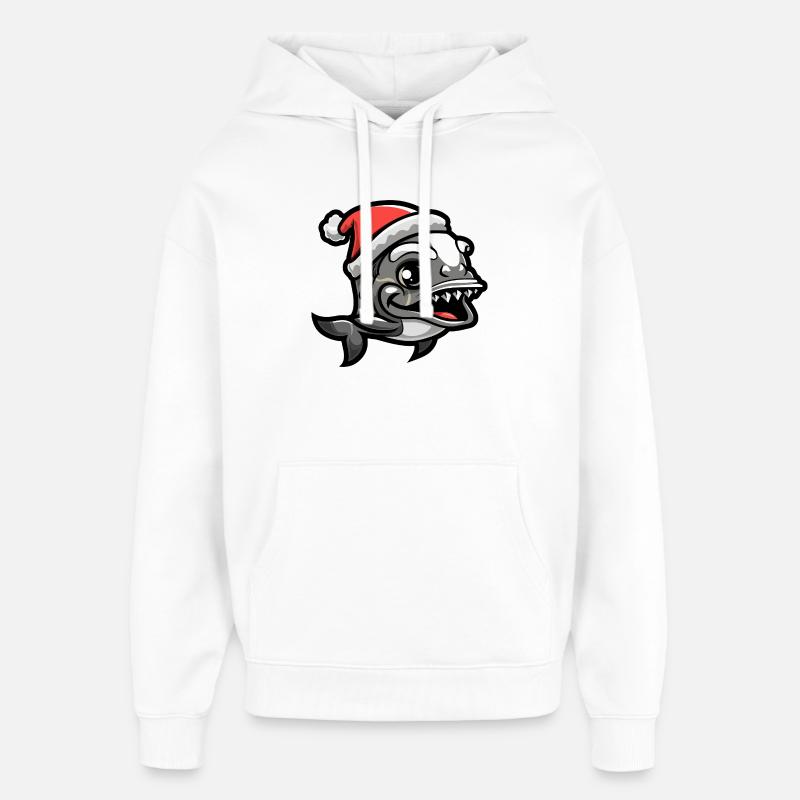 Noël de poisson piranha - Sweat à capuche unisexe Stanley/Stella Oversized - blanc