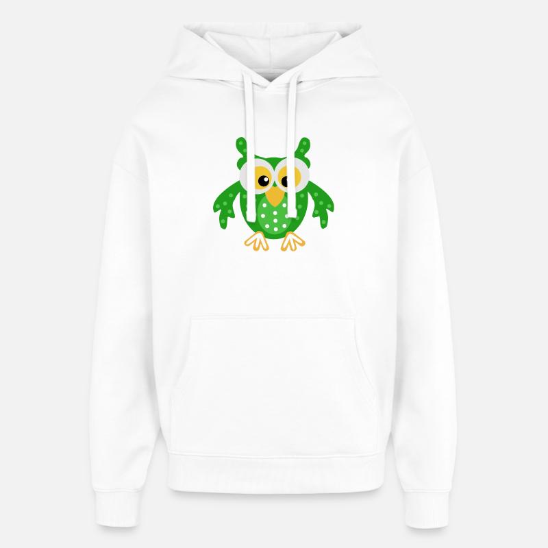 Hibou vert avec des points - Sweat à capuche unisexe Stanley/Stella Oversized - blanc