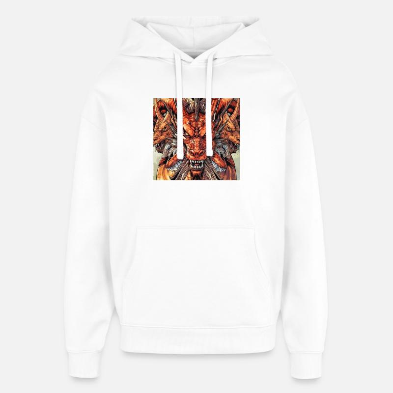 Three-headed Dragon Fireview - Oversized Unisex Hoodie by Stanley/Stella - white