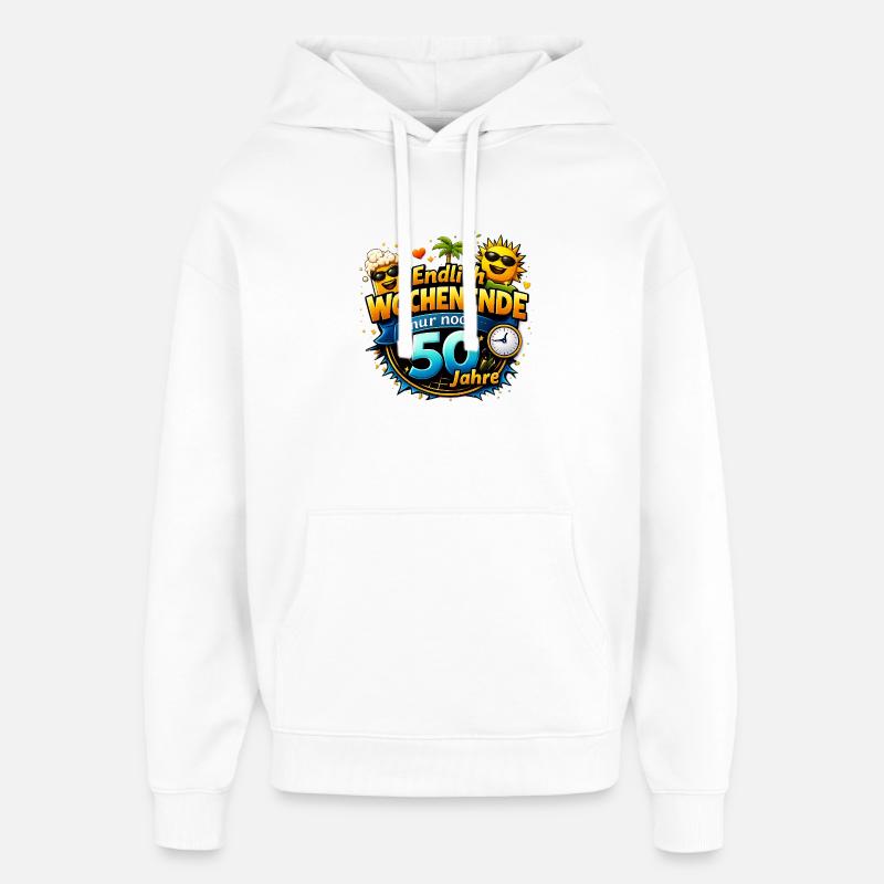 Finally weekend only 50 years left - Oversized Unisex Hoodie by Stanley/Stella - white