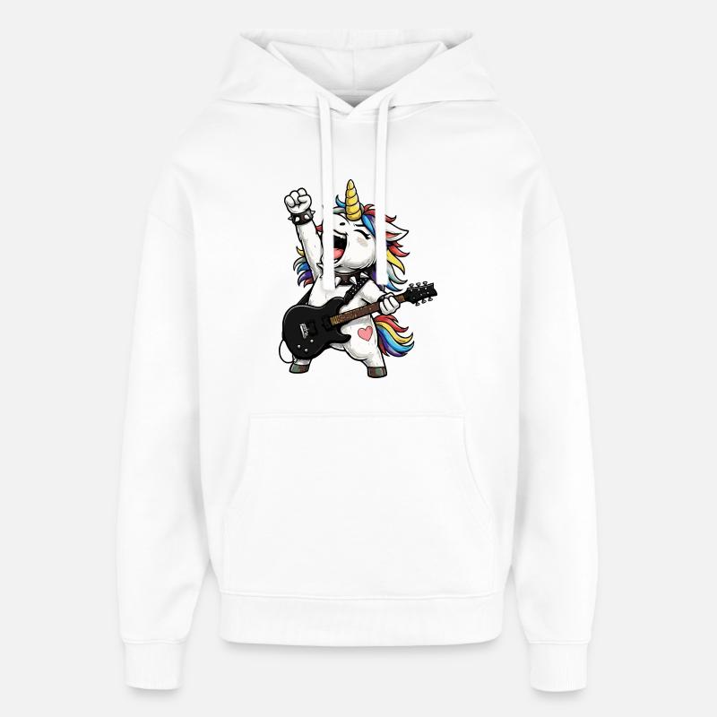 Rock Arc-en-ciel Licorne - Sweat à capuche unisexe Stanley/Stella Oversized - blanc