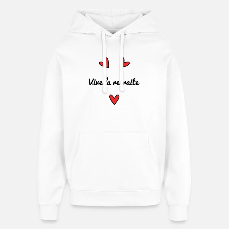 RETRAITE. RETRAITE. RETRAITEE. RETRAITE - Sweat à capuche unisexe Stanley/Stella Oversized - blanc