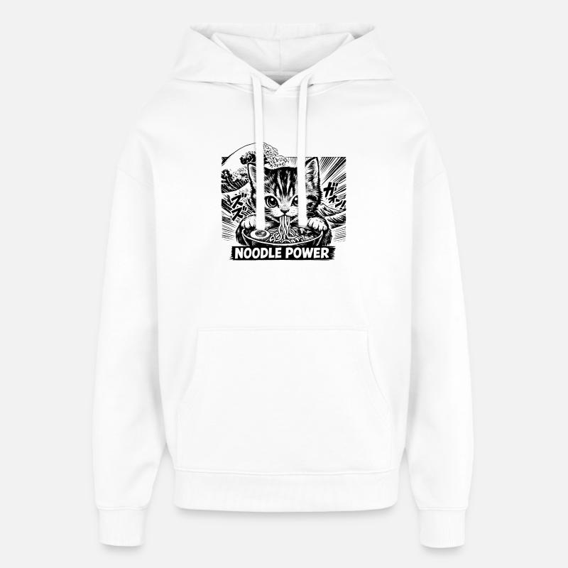 Ramen pour chat - Sweat à capuche unisexe Stanley/Stella Oversized - blanc