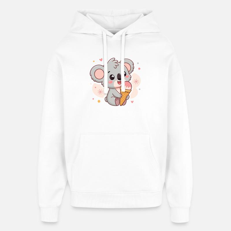 Koala Glacé Kawaii Estival - Sweat à capuche unisexe Stanley/Stella Oversized - blanc